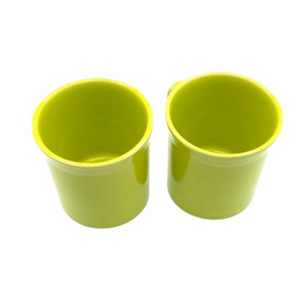 Lime Green Ceramic Mugs Set Quirky Kitchen Drinkware Duo - Picture 1 of 4